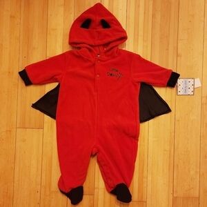 NWT Little by Little Devil Red Baby Hooded One Piece Cape & Tail 0-3M Coverall